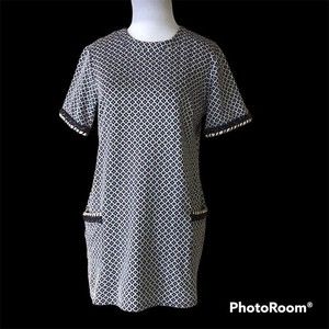 Dorothy Perkins Geometric Tunic Dress, Navy & White Retro 60’s style